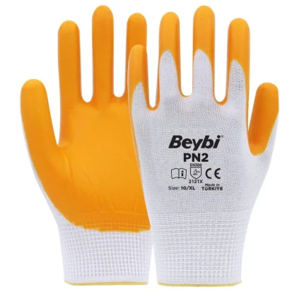 BEYBİ PN2 NAYLON NİTRİL ELDİVEN SARI NO: 10