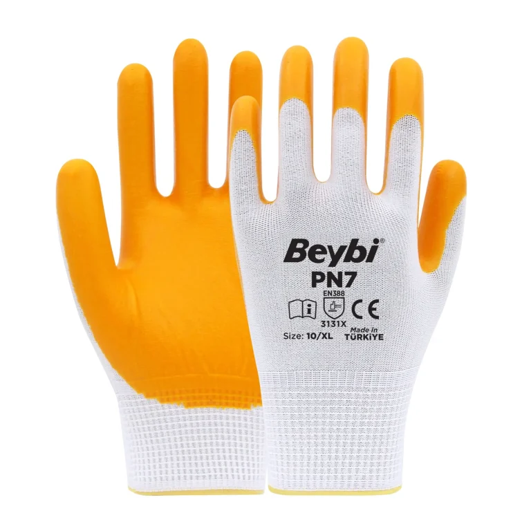 BEYBİ PN7 NAYLON NİTRİL ELDİVEN SARI NO: 9
