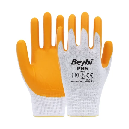 BEYBİ PN5 NAYLON NİTRİL ELDİVEN SARI NO: 9