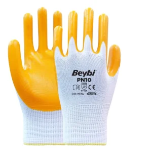 BEYBİ PN10 NAYLON NİTRİL ELDİVEN SARI NO: 9